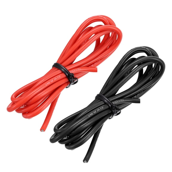 14 Gauge Silicone Wire 14AWG Stranded Wire Tinned Copper Wire High Temp Wire Black/Red 1.5m/4.92ft 2pcs