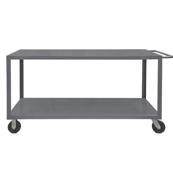 14 Gauge Tubular Push Handled Heavy Duty Service Truck with 2 Shelves, Gray - 36 in.