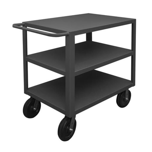 14 Gauge Tubular Push Handled Heavy Duty Service Truck with 3 Shelves - Gray - 48 in.