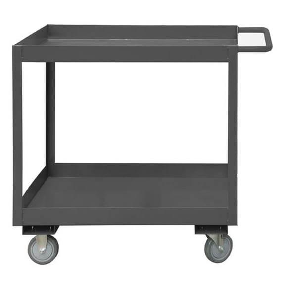 14 Gauge Tubular Push Handled Rolling Service Cart with 2 Shelves & 3 in. Lips Up, Gray - 24 x 48 x 39.25 in.
