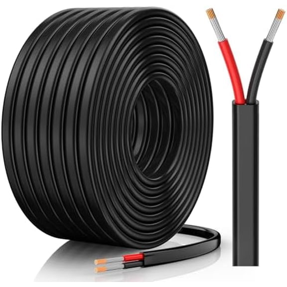 14 Gauge Wire, 14 AWG 2 Conductor Electrical Wire, Flexible/- Tinned Copper/Stranded PVC 14/2 Cord for Automotive, Marine, Strips, Solar, RV, Lighting (30FT)
