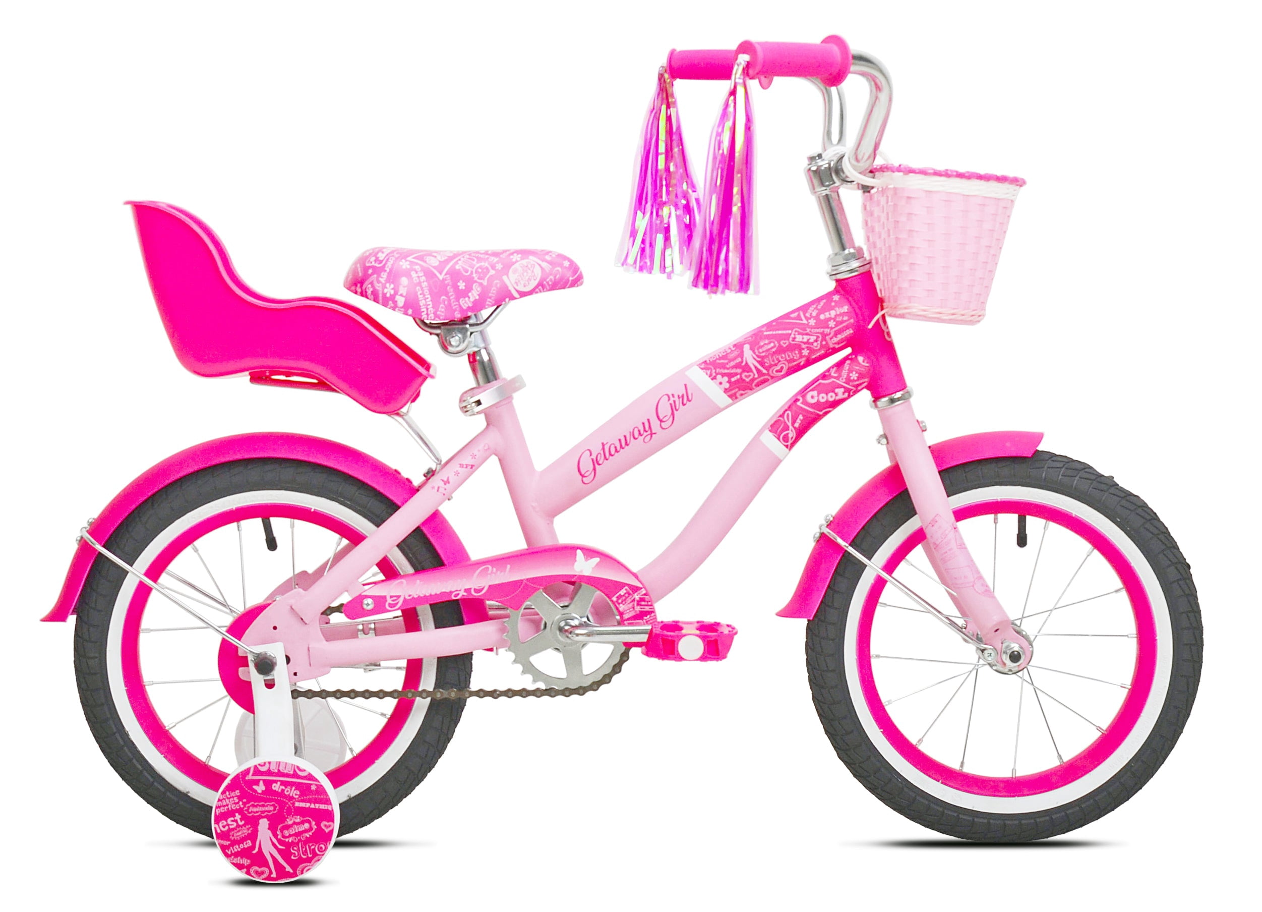 14" Getaway Girl, Girls Training Wheel Bicycle, Pink