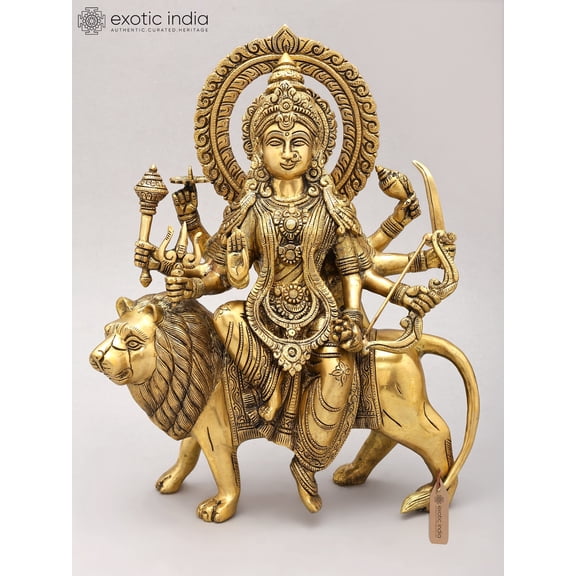 14" Goddess Durga (Sherawali Maa) | Brass Statue