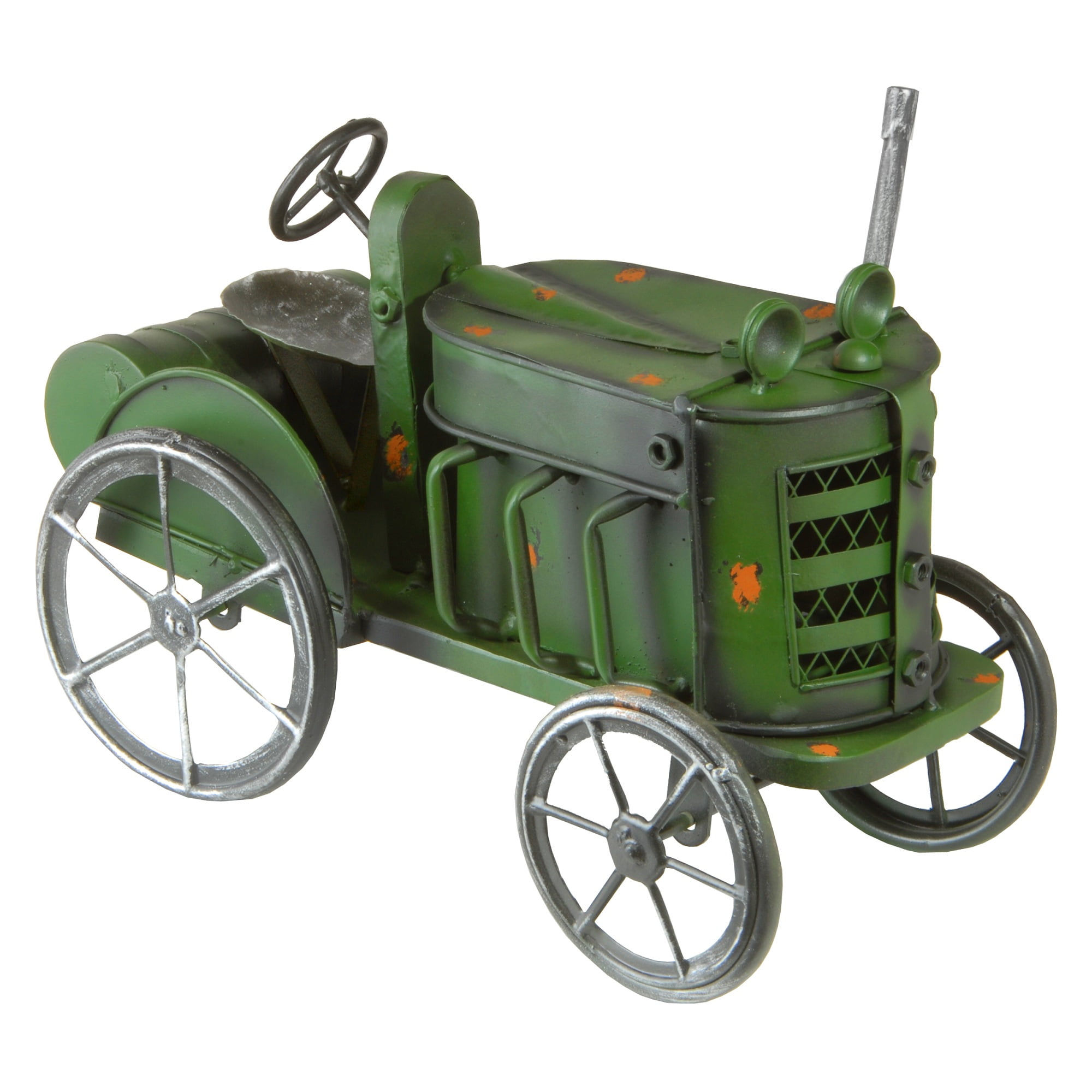 14" Green Metal Tractor Lawn Ornament
