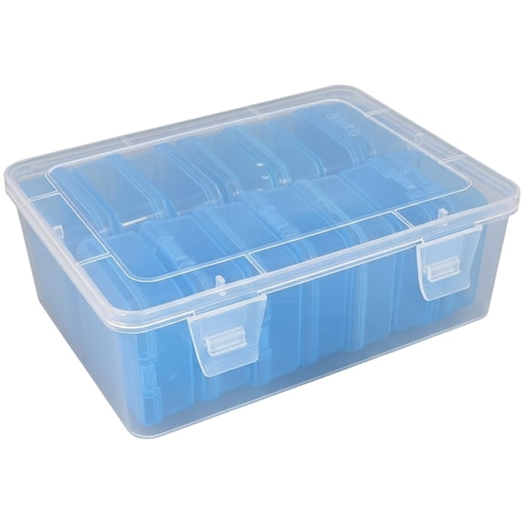 14-Grid Clear Plastic Storage Box with Removable Dividers,Transparent Organizer Case Container for Beads,Jewelry,Crafts,Nail Art Accessories & Small Parts(Blue)