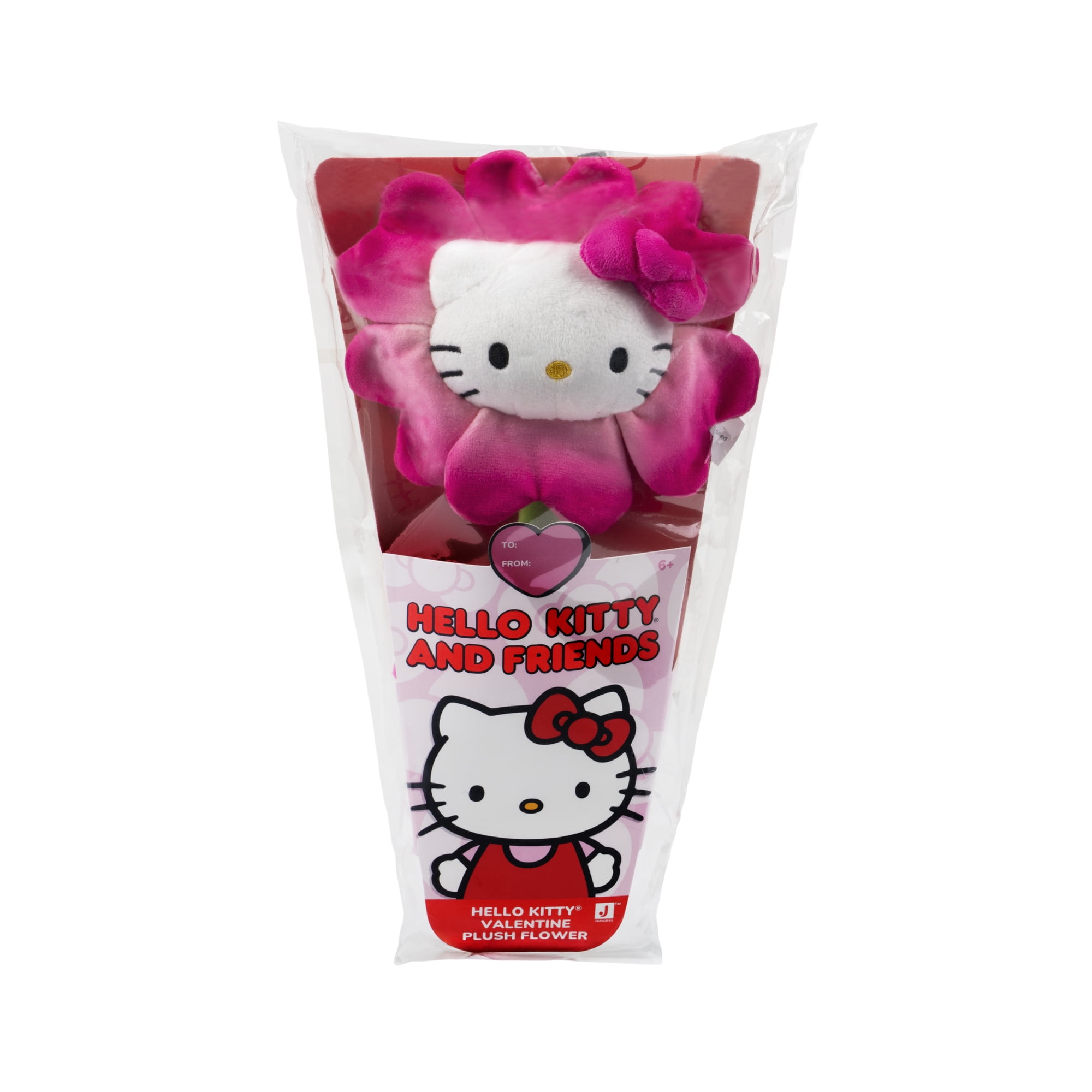 Hello Kitty and Friends 14-inch Plush Flower - Hello Kitty Ombre Red with Bendable Stems