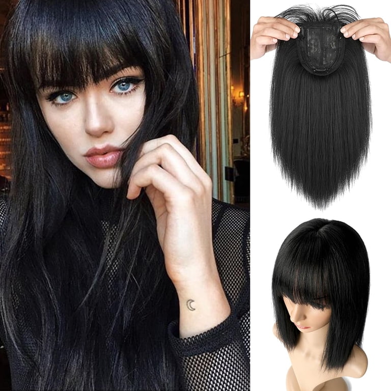 Real Human Hair Topper with Bangs for Thinning Crown, 14 Inch Amazon.com : OLLAVO Hair Toppers for Women Real Human Hair  main image 4