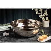 14" Hammered Silver Copper Foot Soak Bowl   Handmade Ayurvedic Spa Basin for Pedicure, Detox & Relaxation | Luxury Hammered Copper Spa Tub for Home & Salon Use