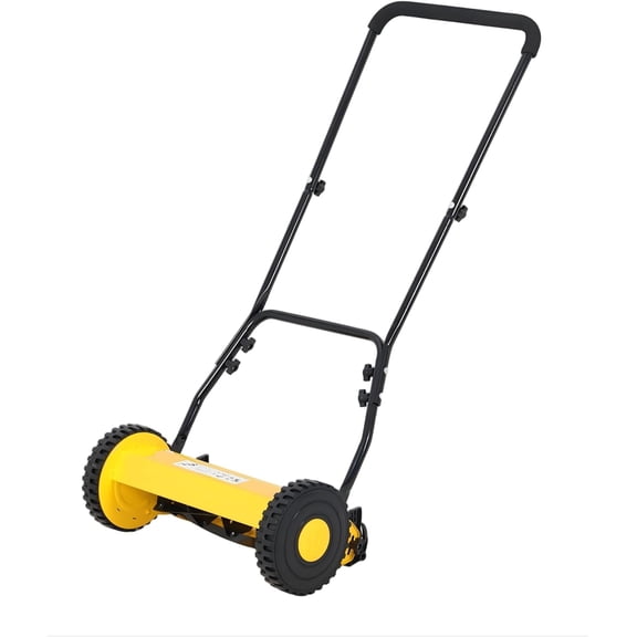 14" Hand Push Lawn Mower, 5-Blade Manual Lawnmower with Adjustable Cutting Height, Push Reel Lawn Mower for Small to Medium Yards, Manual Walk-Behind Lawn Mower for Quiet Eco-Friendly Mowing