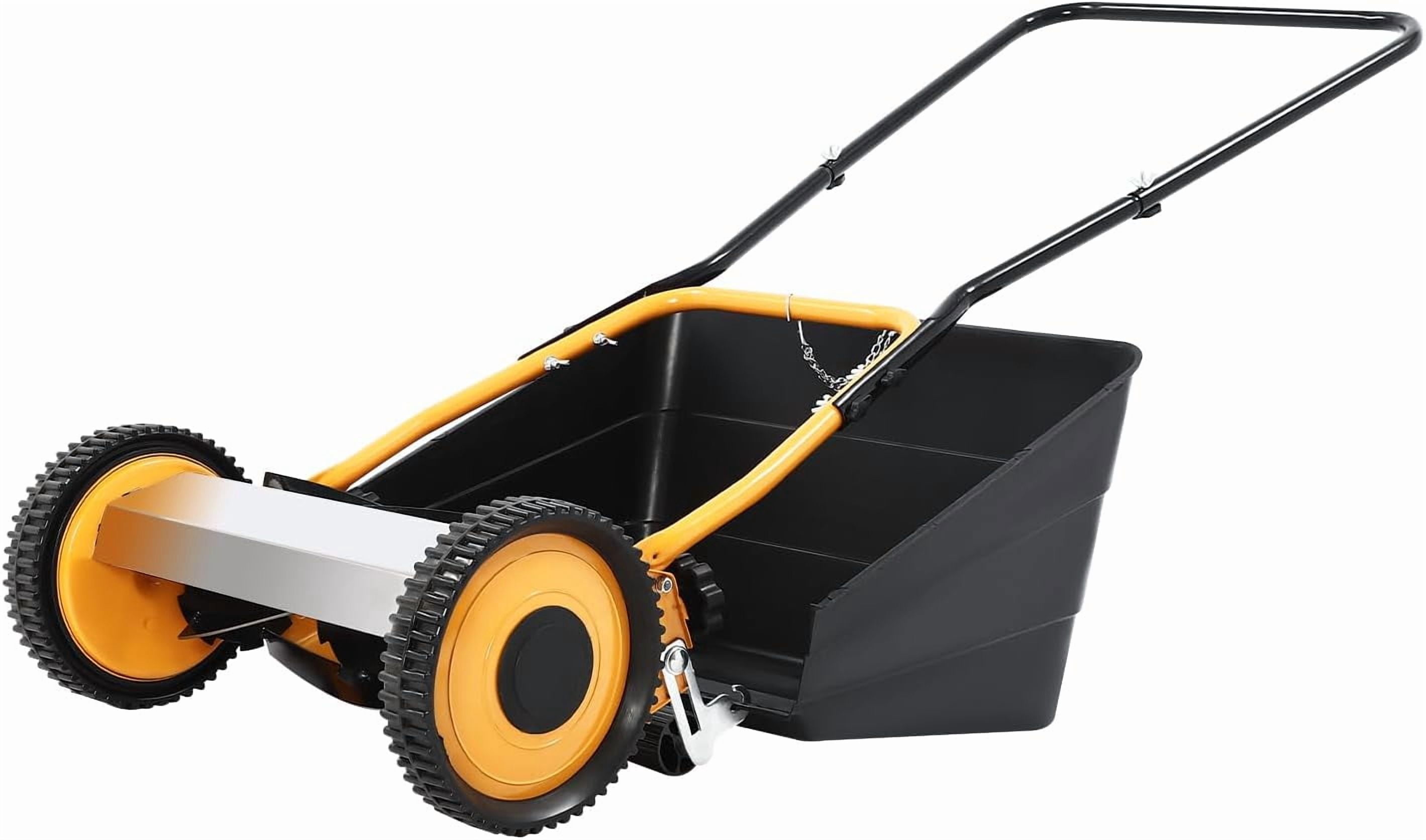 14" Hand Push Mowing/Collecting Grass Lawn Mower, None Electric Wheeled Lawn Mower with Adjustable Cuttding Height and Low Noise