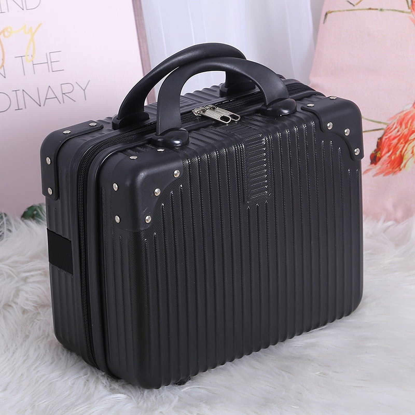 14 Hardshell Portable Suitcase with Elastic Strap Mini Carry on Luggage Case Black