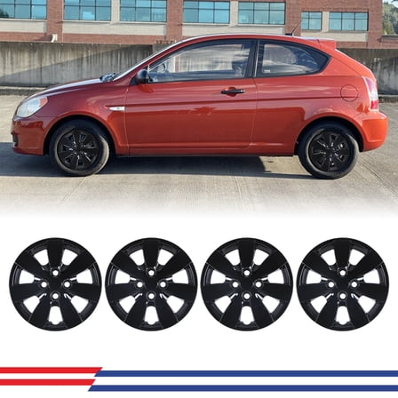 14" Hubcaps Wheel Covers for 2008-2011 HYUNDAI ACCENT SEDAN Wheel Rim Covers Fit for Steel Wheels 14 inch Hub caps Set of 4 (Black Lacquer)