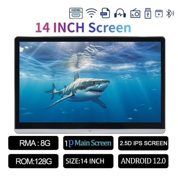 14 INCH Car Headrest Monitor Display IPS Android 12 8G+128G Touch Screen For Car Rear Seat Player Dual HDMI Music