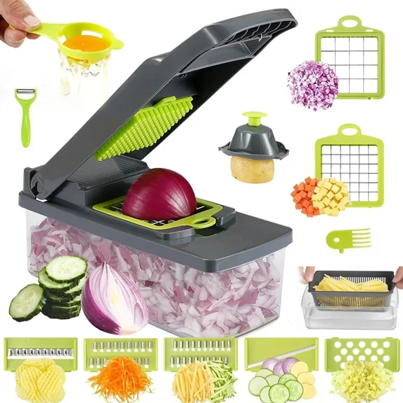 14 In 1 Multifunctional Fruit Vegetable Mandoline Slicer Cutter With Container