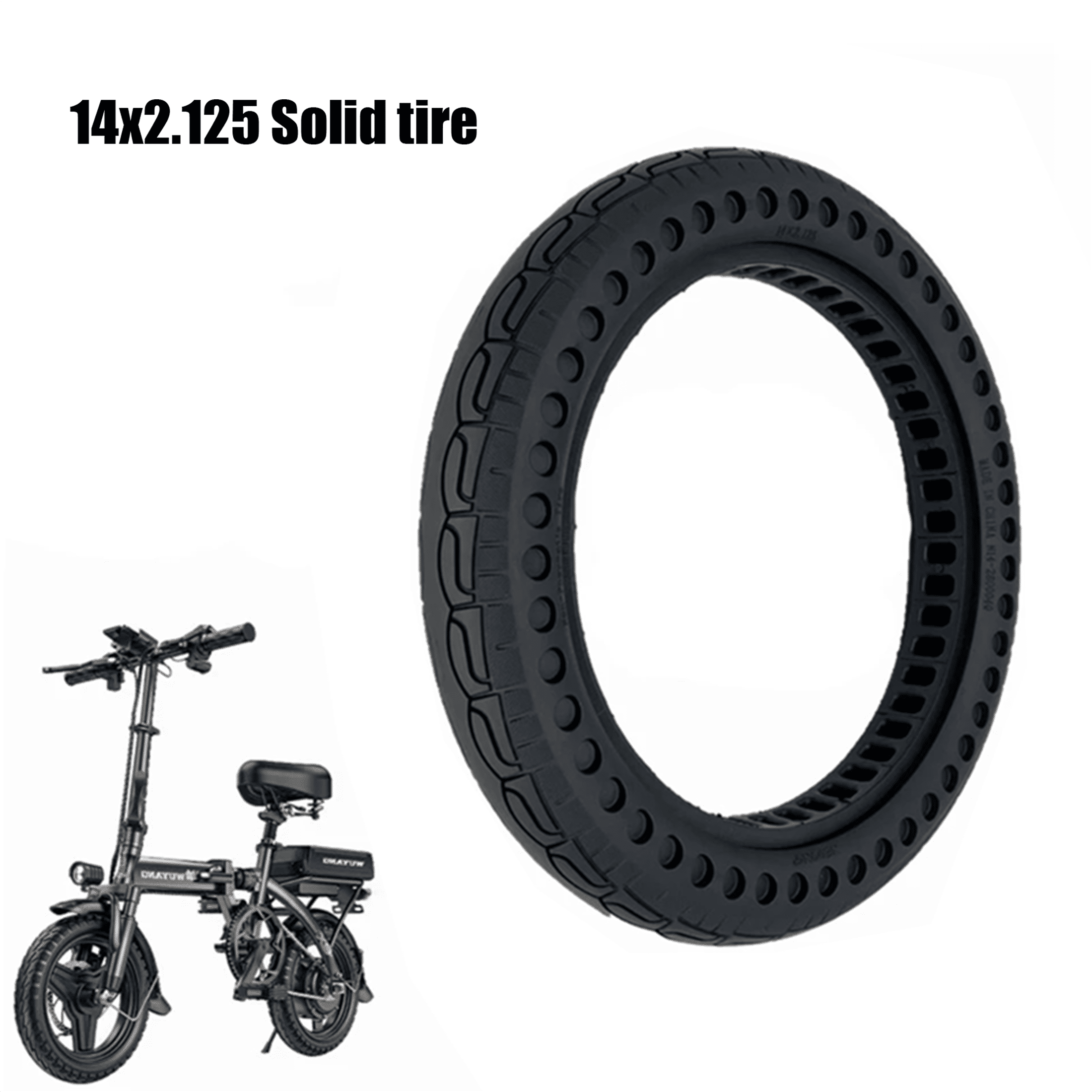 14 Inch 14x2.125 (57-254) Tubeless For E-Bike Tyres Bicycle Solid Tyres Blowout-Proof Tyres