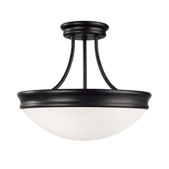 14 Inch 3 Light Semi-Flush Mount In Traditional Style 14 High By 11.75 Wide-Matte Black Finish Capital Lighting 2037Mb
