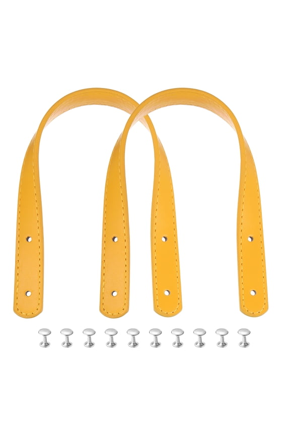 14 Inch (35cm) PU Leather Purse Handle, Sew On Shoulder Purse Straps Handbag Belt Band Bag Handle, Yellow 2 Pcs