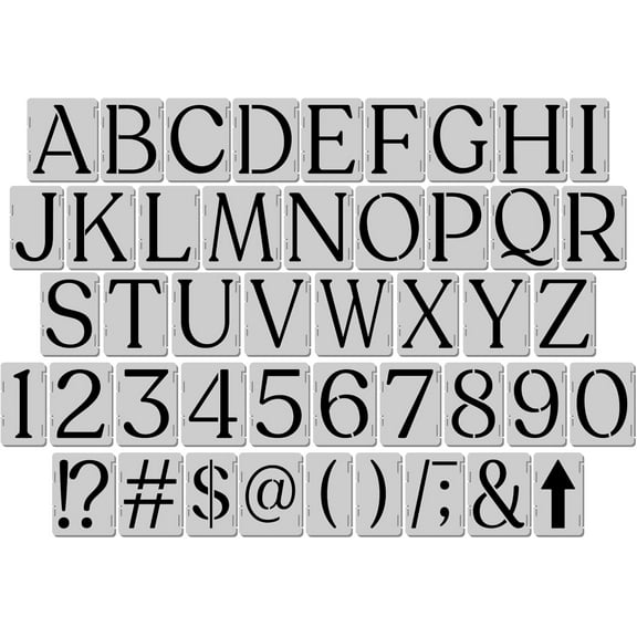 14 Inch (45 Pieces) Interlocking Alphabet & Number Stencil Kit - Complete Set with All Letters - Durable & Reusable Large Soft Serif Font Painting on Signs, Streets, Walls, and Murals