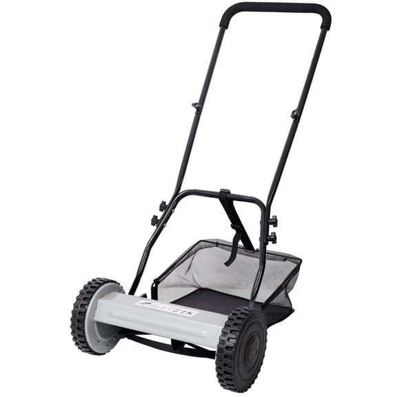 14 Inch 5-Blade Manual Push Reel Lawn Mower with Grass Catcher, Adjustable Cutting Height, Eco-Friendly Silent Hand Lawn Mower, Black Gray