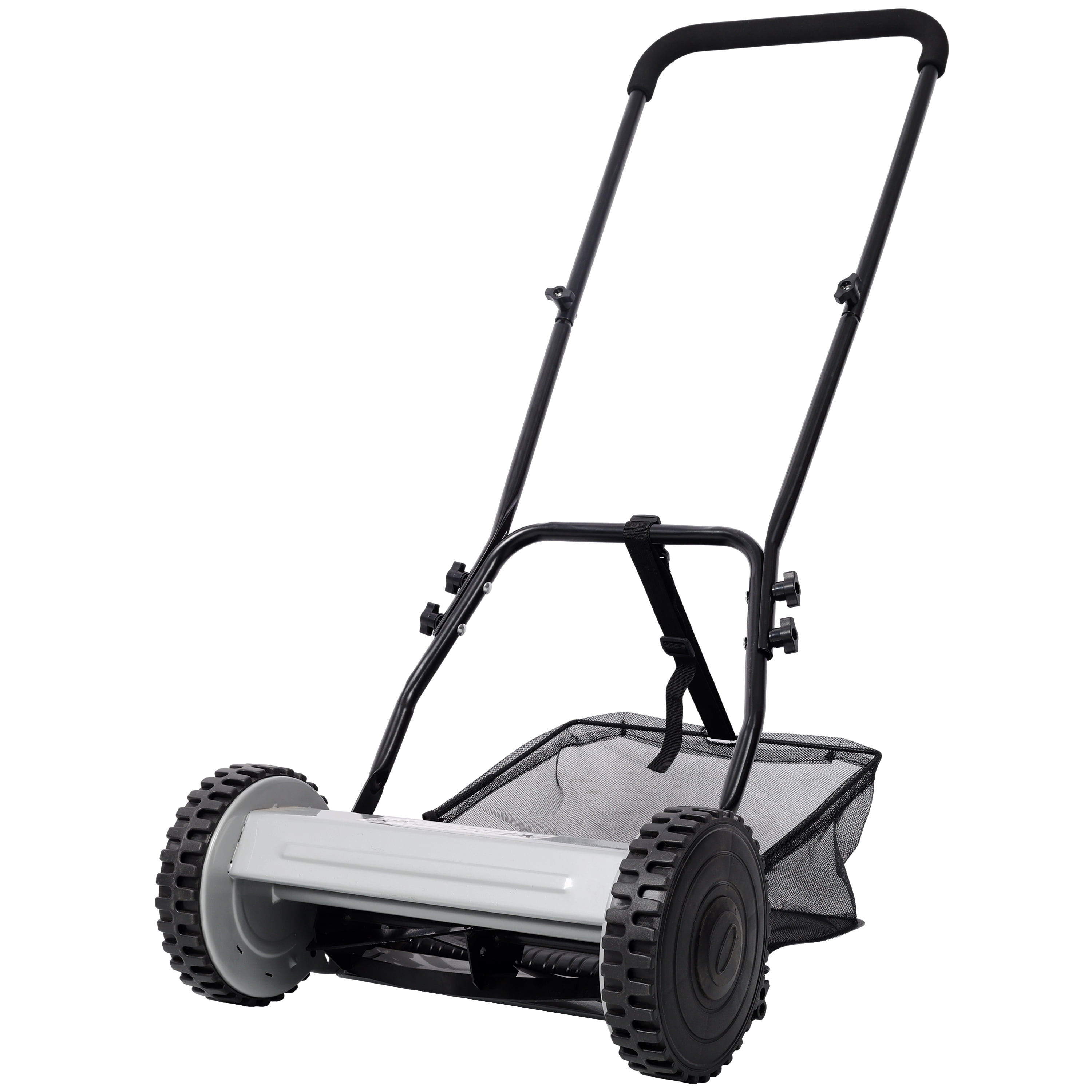 14-Inch 5-Blade Push Reel Lawn Mower with Grass Catcher - Adjustable Height, Manual