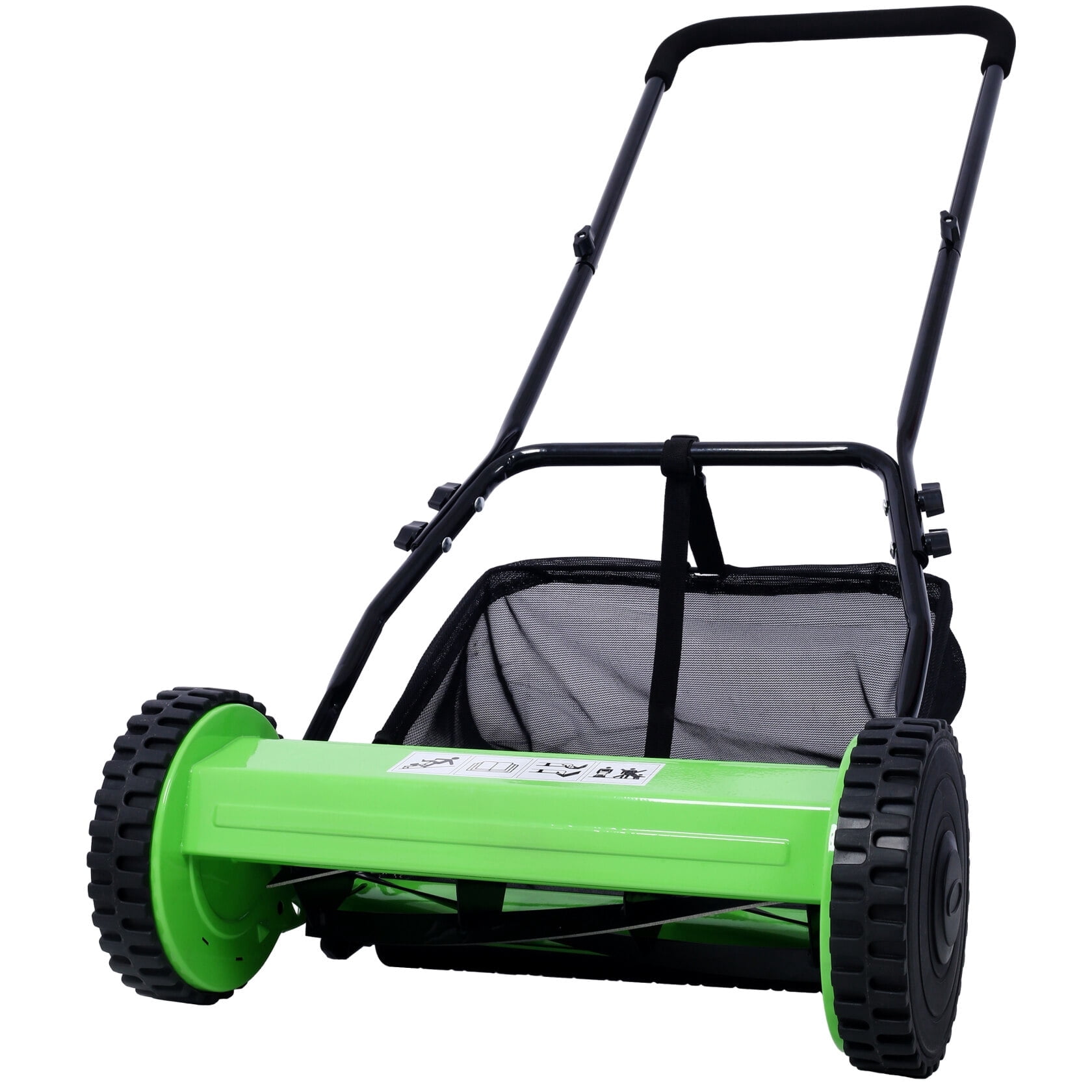 14-Inch 5-Blade Push Reel Lawn Mower with Grass Catcher, Eco-Friendly Silent Mower with Adjustable Blade Height, for Yards, Lawns, Green