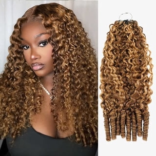 14 Inch 50g 50 Strands Highlight Blonde 4/27 Burmese Curly Feather Crochet Human Hair Knotless Pre‑Separated Invisible Human Hair for Women