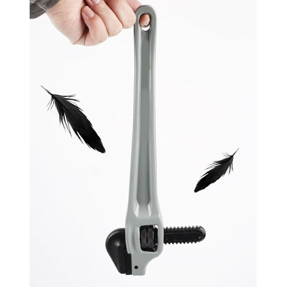 14 Inch 65 mm Opening Heavy Duty Pipe Wrench Self Cleaning Thread Cr Mo Floating Hook Jaw Labor Saving Plumbing Wrench for Pipe Tees Ball Valves