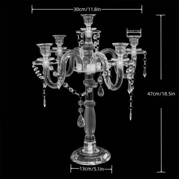 14-Inch 7-Arm Crystal Cone Candlestick Faceted Candle Holder for Wedding Centerpiece Table Dcor Clear Crystal Candelabra for Home Accent Lighting