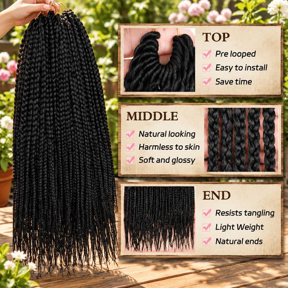 14 Inch 8 Packs Box Brcrochet Hair 144 Strands Pre-looped Knotless ...