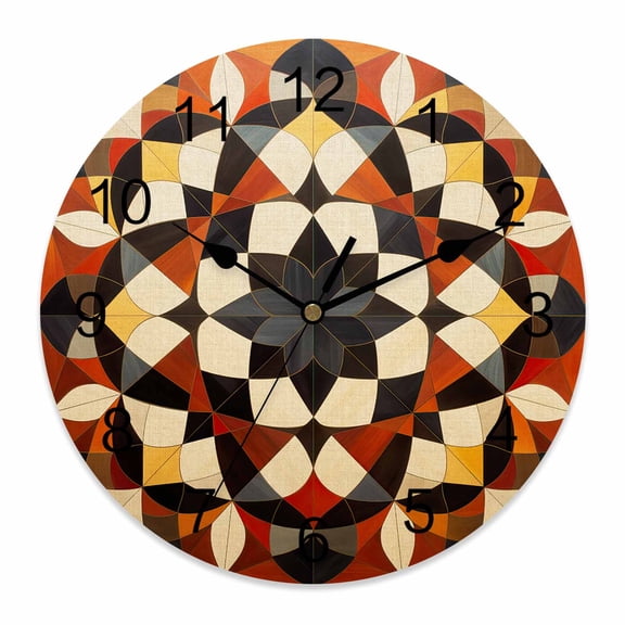 14 Inch Abstract Geometric Wall Clock, Color Blocks Lines Circles Battery Operated Silent Non Ticking Clocks, Easy to Read Round Wall Clock for Kitchen/Living Room/Bedroom/Bathroom