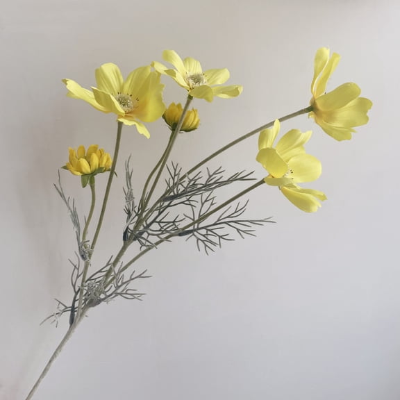 14 Inch Artificial Daisy Flowers, Silk Cosmos Bloom Stems for Vases, Faux Wildflower Bouquet for Home Table Centerpiece Decoration(Fluorescence Yellow)