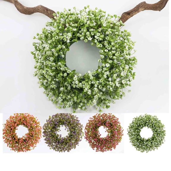 14 Inch Artificial Flower Wreath for Front Door, Real-Touch Simulation Floral Wall Hanging for Weddings and Holidays, Elegant Indoor Outdoor Wreath for Home Decor