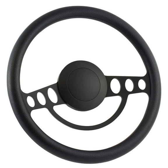 14 Inch Black (3,5,9 Hole) Classic Steering Wheel Black Half Wrap