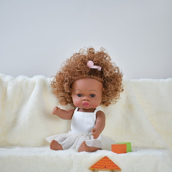 14 Inch Black Enamel Fashion Doll Toy,Movable Hands And Feet Lifelike Vinyl Toy,Soft Cuddly Washable Play Doll Toy,Compact Size Interactive Pretend Play Toy,3+ Age Birthday Christmas Holiday Gift Toy