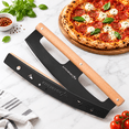 14 Inch Black Stainless Steel Pizza Rocker with Wooden Handle - Walmart.com