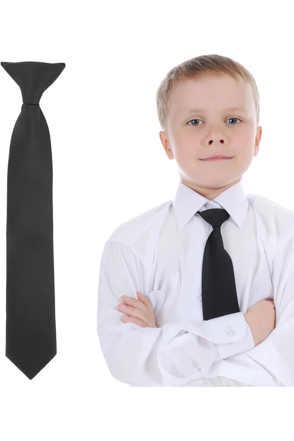 14 Inch Boy's Clip-on Ties Solid Color Clip-on Ties Pre-tied Neckt Adjustable Neck Strap Tie for Wedding Graduation