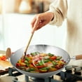 thumbnail image 1 of 14-Inch Carbon Steel Wok with Bamboo Handle for Stir Frying, Stewing & More, 1 of 7