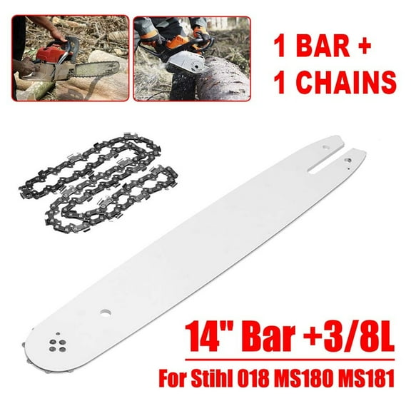 Hormy Chainsaw Guide Bar and Chain Combo, 14 inch 3/8" LP Pitch 050" Gauge 50 Drive Links Replacement Chainsaw Chains for Stihl 018 MS180 MS181