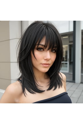 14 Inch Chic Straight Bob Wig for Women with Bangs - Black & Brown Layered Synthetic Hair, Heat Resistant, Rose Net Cap, Density, Perfect for Daily Wear & Cosplay, Cosplay Hairpiece, Sleek Hairpiece