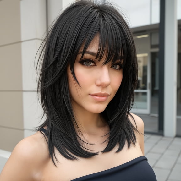 14 Inch Chic Straight Bob Wig for Women with Bangs - Black & Brown Layered Synthetic Hair, Heat Resistant, Rose Net Cap, Density, Perfect for Daily Wear & Cosplay, Cosplay Hairpiece, Sleek Hairpiece