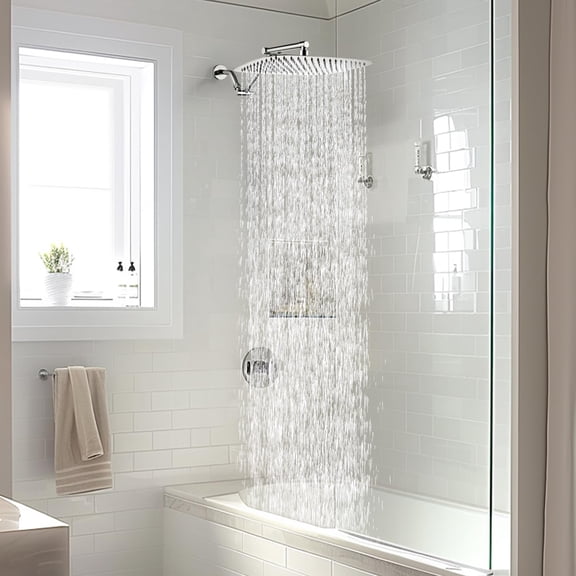 14 Inch Chrome Rain Shower Head with Adjustable Arm for Full Body Spa Experience