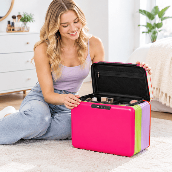 14 Inch Colorful Dopamine Hard Shell Makeup Travel Case with TSA Lock