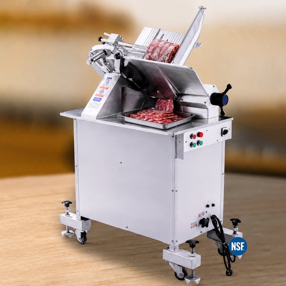 14-Inch Commercial Automatic Meat Slicer Heavy-Duty Stainless Steel Food Slicing Machine, 110V/60Hz