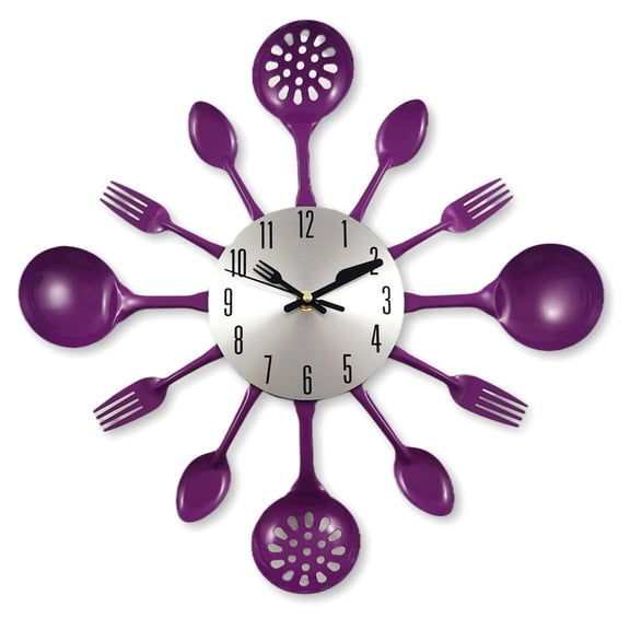 14 Inch Cutlery Kitchen Wall Clocks Silent Clock Movement and Battery Operated Great Wall Decor