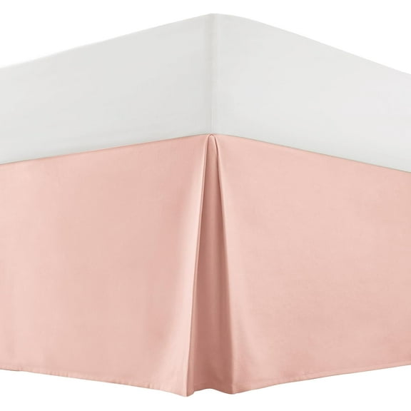 14 Inch Drop Bed Skirt Queen Size, Microfiber Tailored Style Bedskirt Elegant Pleated Design Platform Queen Bed Skirt, Pink