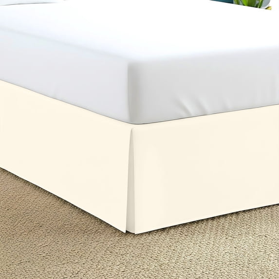 14-Inch DropTwin XXL Size 39" x 84" Ivory Solid Bed Skirt Split Corner Pleated Style Easy Fit Easy Care 100% Egyptian Cotton 500 Thread Count