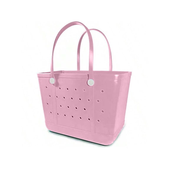 14 Inch EVA Perforated Beach Tote Bag, Waterproof Sandproof Rubber Handbag for Pool Grocery Travel Sports