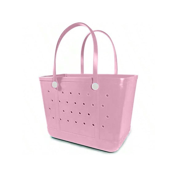 14 Inch EVA Perforated Beach Tote Bag, Waterproof Sandproof Rubber Handbag for Pool Grocery Travel Sports
