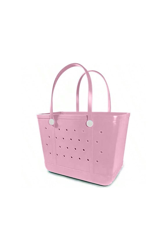 14 Inch EVA Perforated Beach Tote Bag, Waterproof Sandproof Rubber Handbag for Pool Grocery Travel Sports