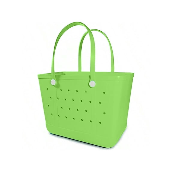 14 Inch EVA Perforated Beach Tote Bag, Waterproof Sandproof Rubber Handbag for Pool Grocery Travel Sports